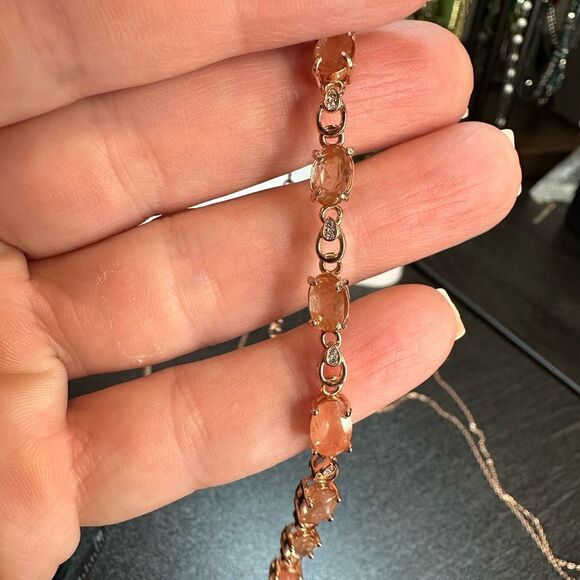 8ctw genuine sunstone set in rose gold tone/sterling silver tennis bracelet! - Picture 2 of 9